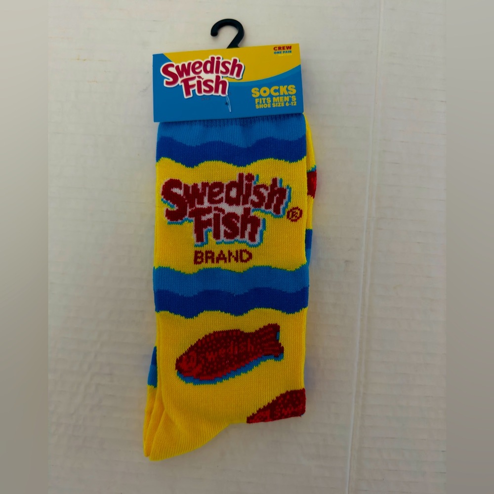 Brand New, 1 pair of Swedish Fish Crew Socks, Size Mens 6-12.